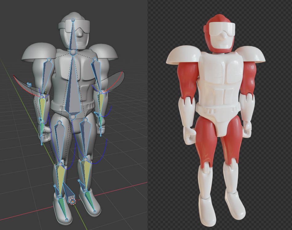 a comparison of the model and its rig